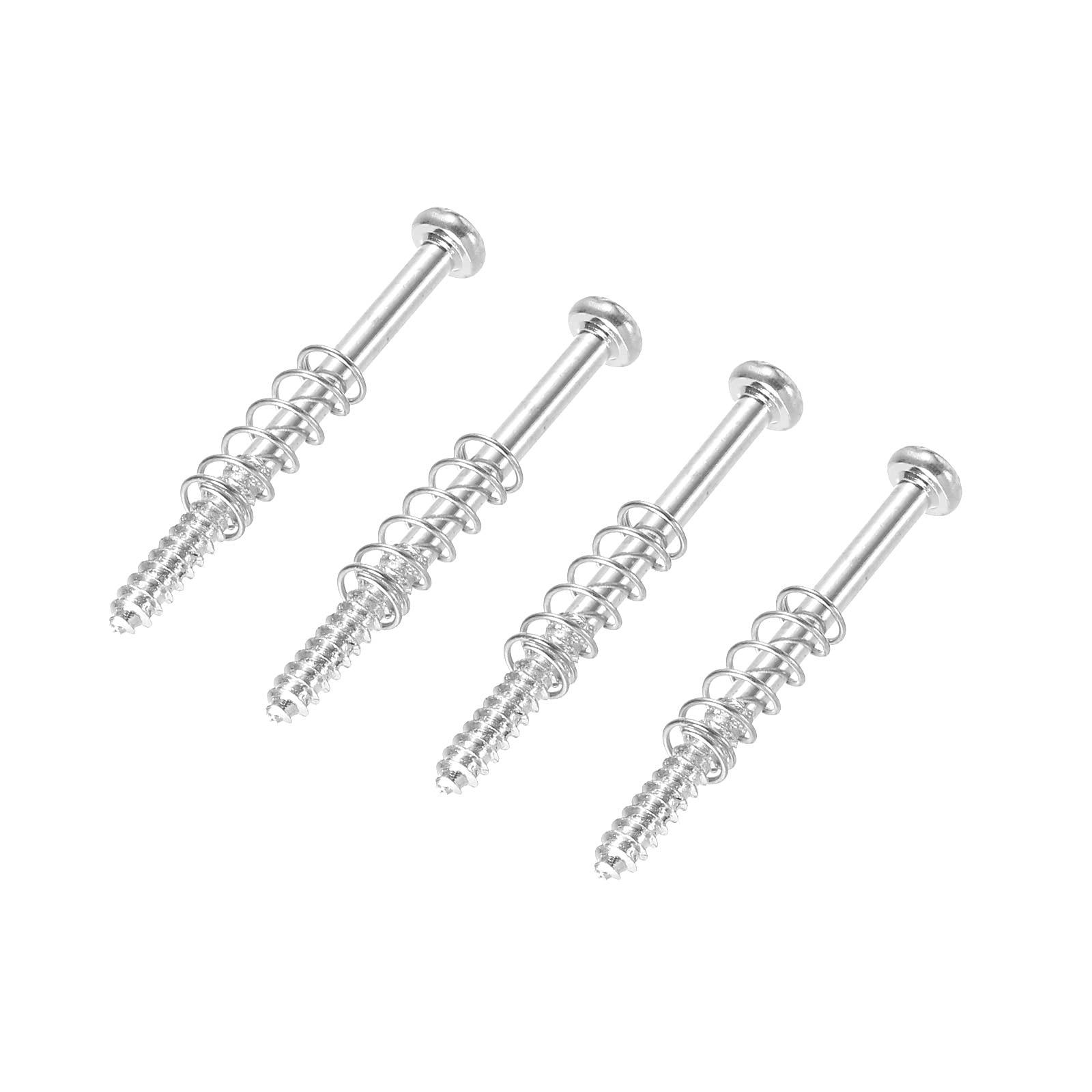 PATIKIL Bass Guitar Pickguard Mounting Screws with Spring M3x38mm Bass Pickup Ring Mounting Screws for Bass and Guitar Silver 4 Pack
