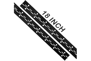 EVANCENT 18Inch Continuous & Piano Hinges, 2Pcs Stainless Steel Piano Hinge with Holes, Heavy Duty Black Stainless Continuous Hinges for Boats Cabinets Storage Box, 0.04" Leaf Thickness