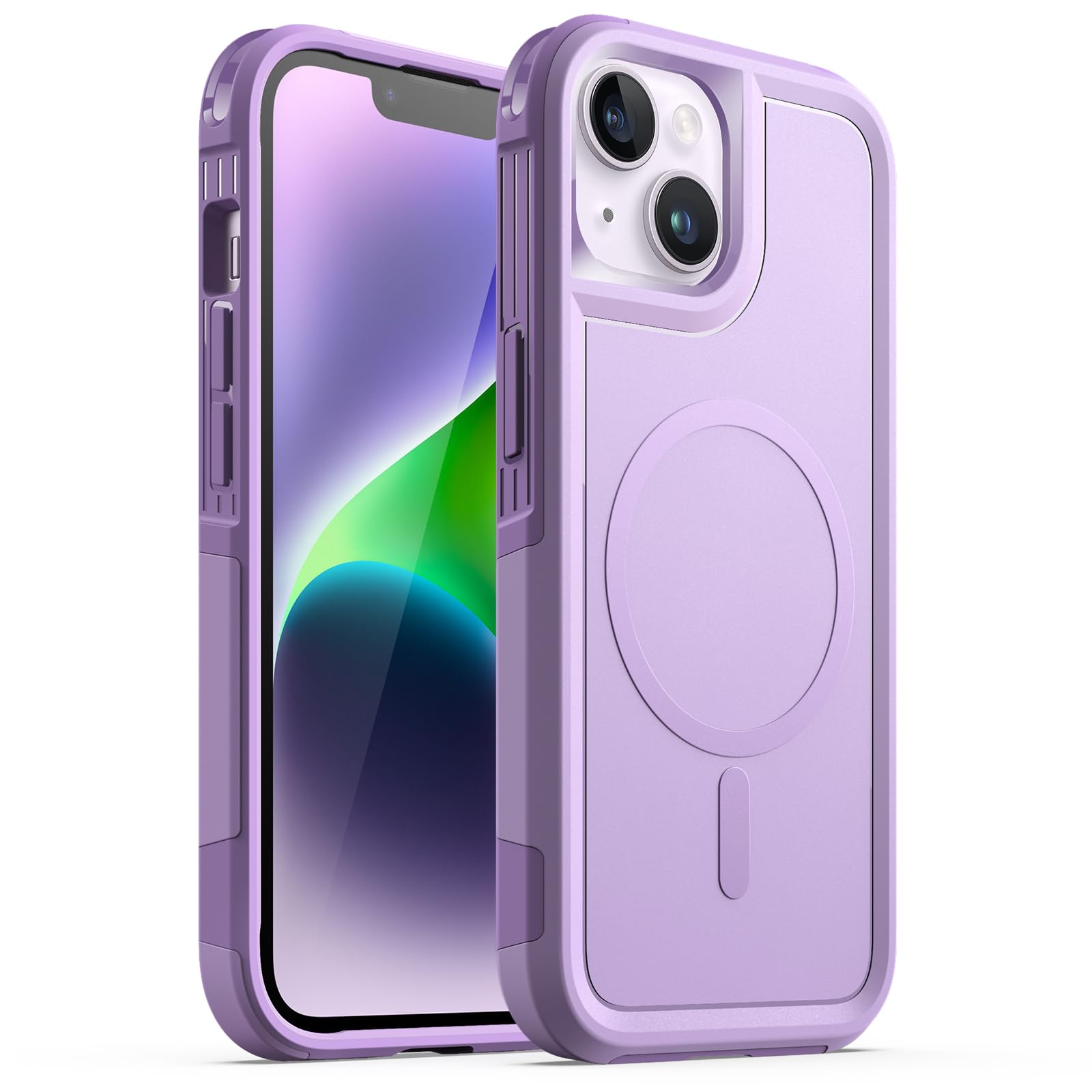 JETech Case for iPhone 14 6.1-Inch Compatible with MagSafe, Heavy Duty Dual-Layer Rugged Protection, Shockproof Protective Tough Phone Magnetic Cover (Light Purple)