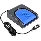 iKKEGOL Upgraded USB Single Foot Pedal Switch Control One Key Footswitch Program Customized Computer Keyboard Mouse Game Action HID (Blue Pedal)