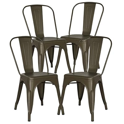 Poly and Bark Trattoria Bronze Metal Dining Chair Set of 4