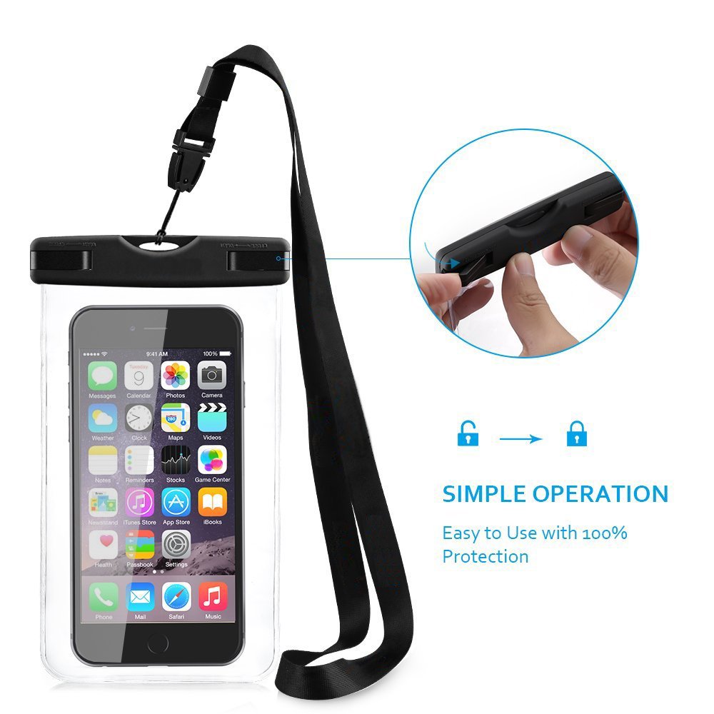 Waterproof Case, 2 Pack Firstbuy Phone Dry Bag Pouch for Outdoor Water sports,Case With Sensitive Screen Perfect For Apple iPhone7 7plus 6S 6S Plus Note 5 S7 S6 Edge LG,phones up to 6 inches?Black?