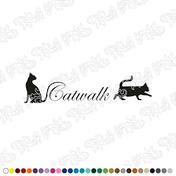 Dalinda® WANDTATTOO Catwalk Katzen WANDAUFKLEBER WANDSTICKER WALLPRINT (Größe 93 x 23 cm) NR071