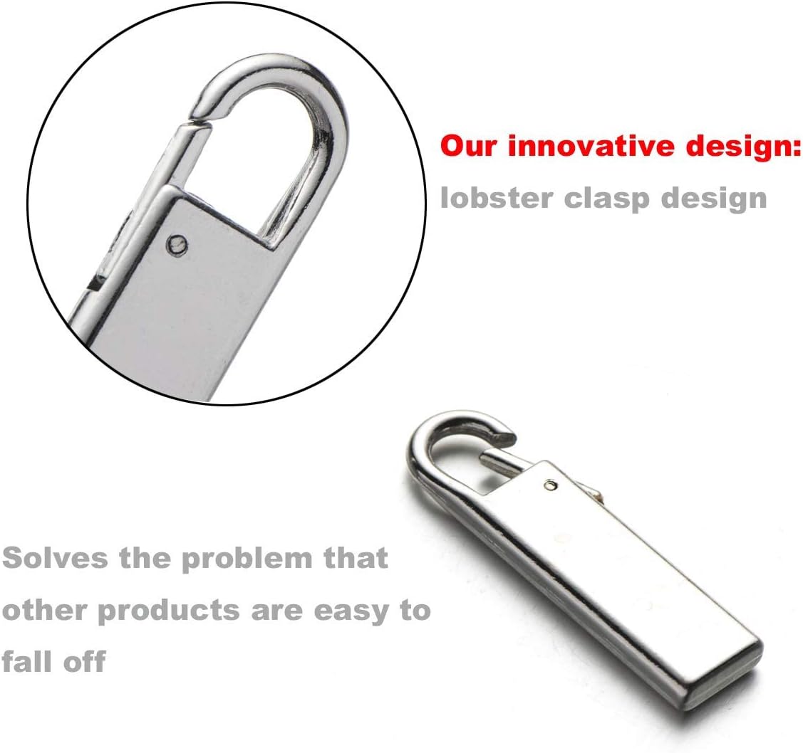 Zpsolution Zipper Pull Tab Replacement Metal Zipper Handle Mend Fixer for Suitcases Luggage Jacket Backpacks Coat Boots