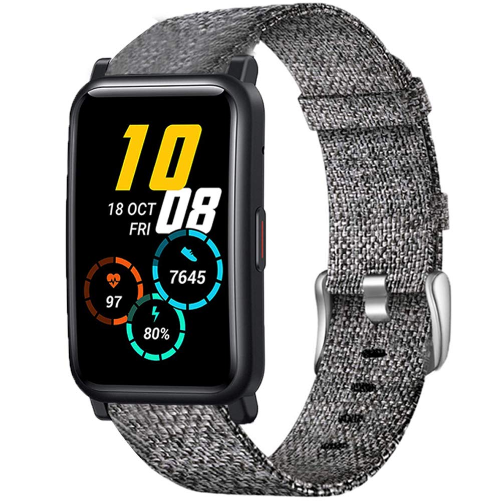 Compatible for Honor Watch ES Bands, LvBu Breathable Nylon Woven Fabric Replacement Accessory Strap Compatible for Honor Watch ES Smartwatch (Grey)