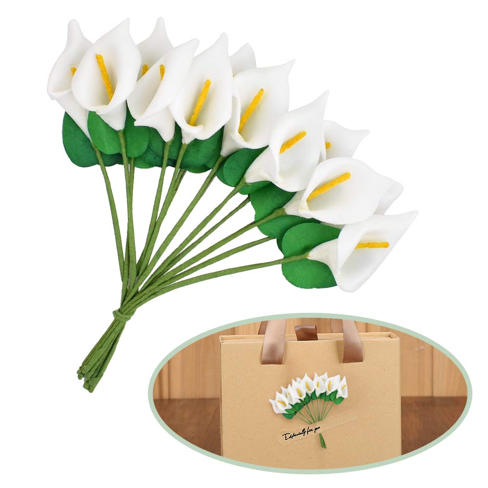 HUIANER Artificial Mini Calla Lily Flower Heads Foam White Calla Lily for Crafts Favour DIY Making Garland Hair Clips Headbands Decoration (144pcs White