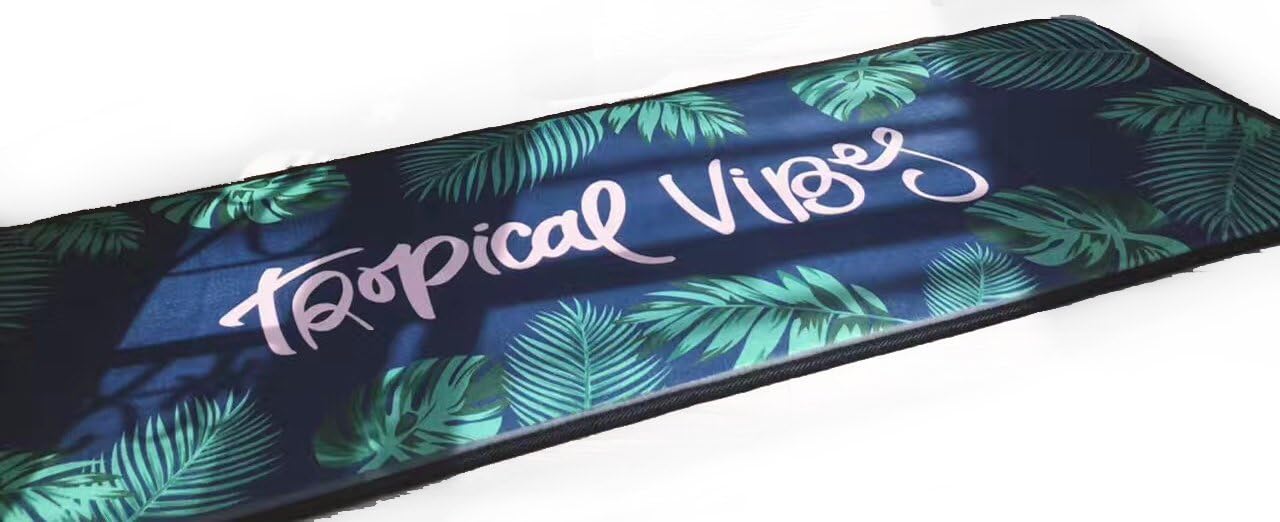 MorroMorn Tropical Vibes Runner Rug Mat for Living Room Bathroom Kitchen Hallway, Non-Skid (Non-Slip) Easy Clean Machine Washable Water-Absorbent - 20x60 inches (Green Leaves Navy)