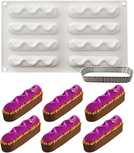 Amazon おしゃれな ムースケーキ タワーモールド デザート チョコレート お菓子作りの型 フレンチペストリー アイスツール 多用途シリコーン型 シリコーントレー 鋳型 2pcs シリコーン ステンレス鋼 波形 飴 チョコレート型 オンライン通販