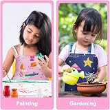 HOTUT 2 Pcs Kids Aprons Unicorn Print Adjustable Halter Neck Pink Blue view 6