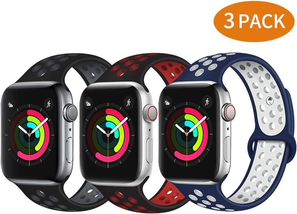 Bravely klimbing Compatible with App le Watch Band 44mm 42mm 40mm 38mm, Soft Silicone iWatch Bands Replacement Sport Bands for iWatch Series 5 4 3 2 1 for Men and Women S/M M/L