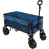 TIMBER RIDGE Outdoor Collapsible Wagon Utility Folding Cart Heavy Duty All Terrain Wheels for Shopping Camping Garden with Si