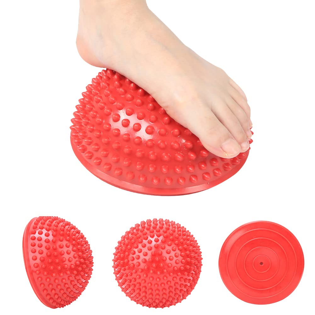 Spiky Massage Balls, Foot Massager Ball for Plantar Fasciitis, Trigger Point, Deep Tissue, Myofascial Release, Relax Tight Muscles, Massager Ball for Yoga, Balance Training, Gym (Red)