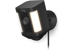 Ring Spotlight Cam Plus, Plug-In (newest model), Home or business security with HD video, Two-Way Talk, Color Night Vision, and Security Siren, Black