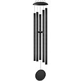 65" Extra Large Wind Chimes with Outside Deep Tone, 5 Thick and Bold Aluminum Tubes, Coolest Metal Windchimes Outdoors with Pine Wood Striker, Unique Gift for Mom, Garden Decoration(Black)