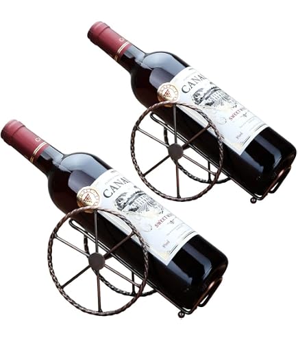 2-Pack Red Bronze Metal Wine Bottle Holder - Countertop Tabletop Wine Rack, Modern Storage - View #4