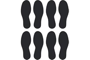 LiteMark Floor Vinyl Decals Footprint Stickers – line up Stickers for Classroom Floor, Offices, Dance, Events – Temporary Spot Markers, Black, 10.5 Inch, Pack of 8 Pcs (4 Pairs)