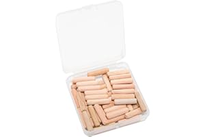 Adyoney 48Pcs 6mm x 25mm / 1/4 Inch x 1 Inch Wooden Dowel Pin Fluted Beveled Ends Wooden Pegs Support Shelves