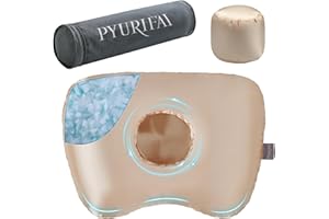 PYURIFAI Piercing Pillow - Ear Piercing Pillow With Foam Plug, Adjust Shredded Memory Foam Picrcing Pillow For Side Sleepers, Donut Piliow For Ear With 4x4''Hole, Ergonomic Curved Design, Satin Champagne