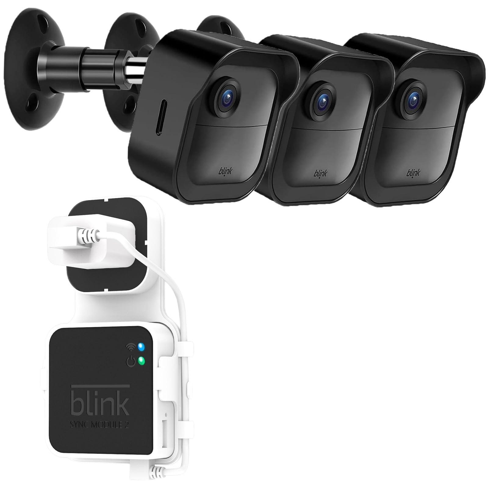 Photo 1 of DLNLIY Blink Outdoor Camera Mounting Bracket and Protective Cover, 3 Pack Weatherproof Housing &360° Adjustable Mount with Sync Module 2 Outlet Wall Mount for Blink Outdoor 4 (4th Gen) Camera System