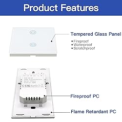 BSEED Smart Light Switch, 2 Gang ZigBee Switch with