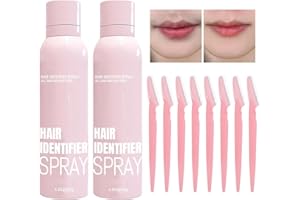PUTYHET 2PCS Hair Identifier Spray for Face Dermaplaning, Dermaplane Spray with 8 Shavers, Hair Identifier Spray for Face Shaving, Skin Body Hair Identifying Spray for Women Face Shaving Powder Spray
