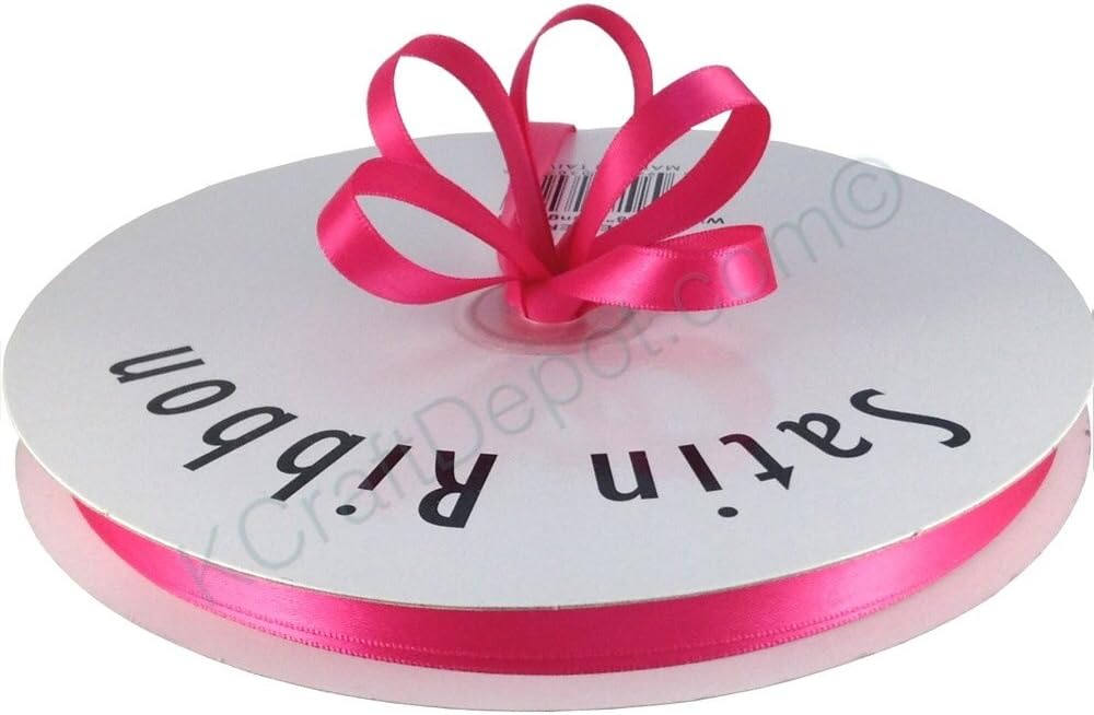 1/4"(6mm) Satin Ribbon Single Faced 100 Yards - Hot Pink