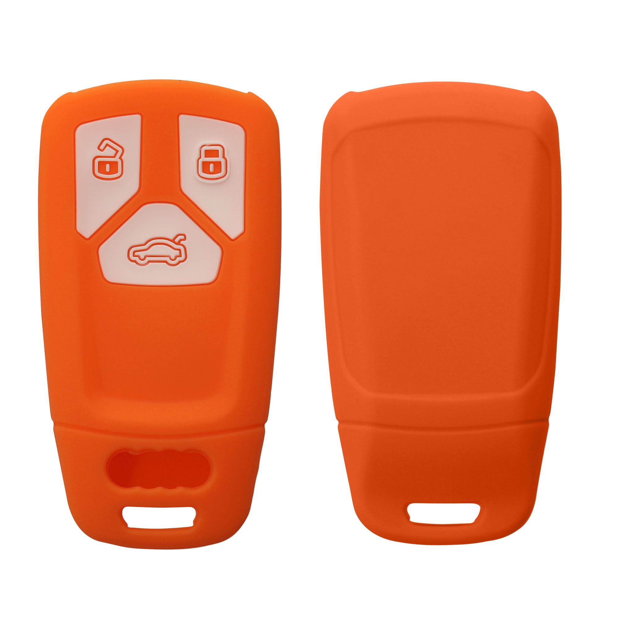 kwmobile Key Cover Compatible with Audi 3 Button Car Key Smart Key (only Keyless Go) - Soft Silicone Car Key Fob Holder Protector Case - Fruity Orange