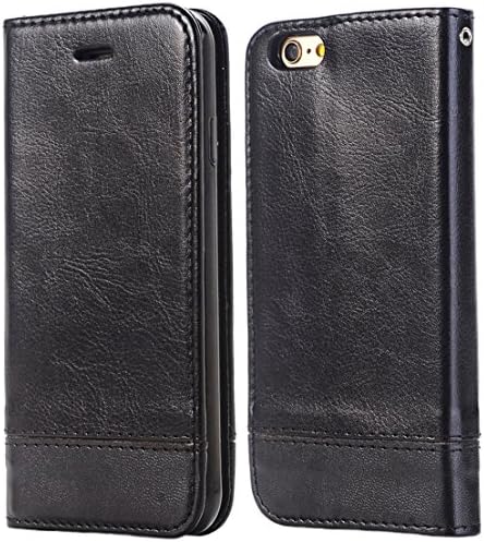 iPhone 6S Plus Case, Liberwill Ultra Slim Magnetic PU Leather Case Flip Wallet Cover with Credit Card Slots Holder Kickstand for iPhone 6s Plus &amp; iPhone 6 Plus W/ Screen Protector Hand Strap Black