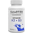 Smarter Supplements Vitamin D3 K2 5000 IU with BioPerine - Includes Vitamin K2 MK7 and Calcium - Maximum Absorption Technology - 60 Day Supply - Made in USA
