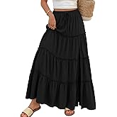 Trendy Queen Long Skirts for Women Slit Maxi Boho Skirt Summer Vacation Outfits A-Line Dress with Pockets Fashion