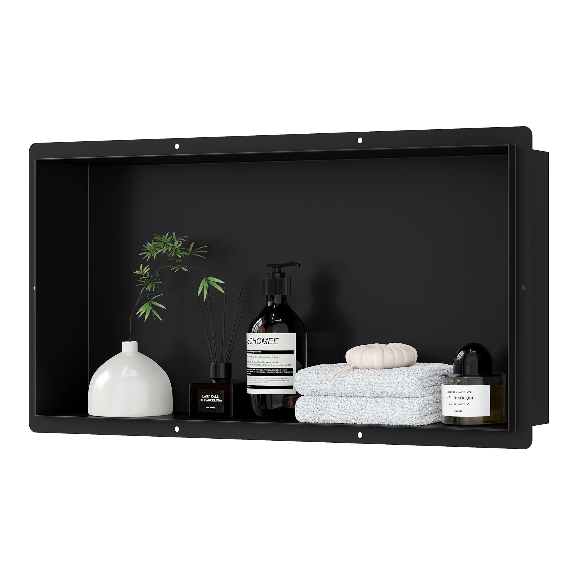 Neodrain Shower Niche, Black Insert Storage Shelf, 24" X 12" Stainless ...