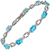RIZILIA Tennis Bracelet & Oval Cut CZ [7 Colors available] in White Gold Plated, 7"