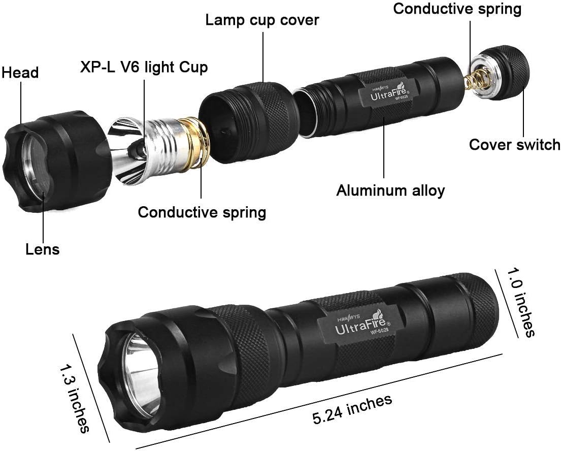 ULTRAFIRE Tactical Flashlight High Lumens With Holster