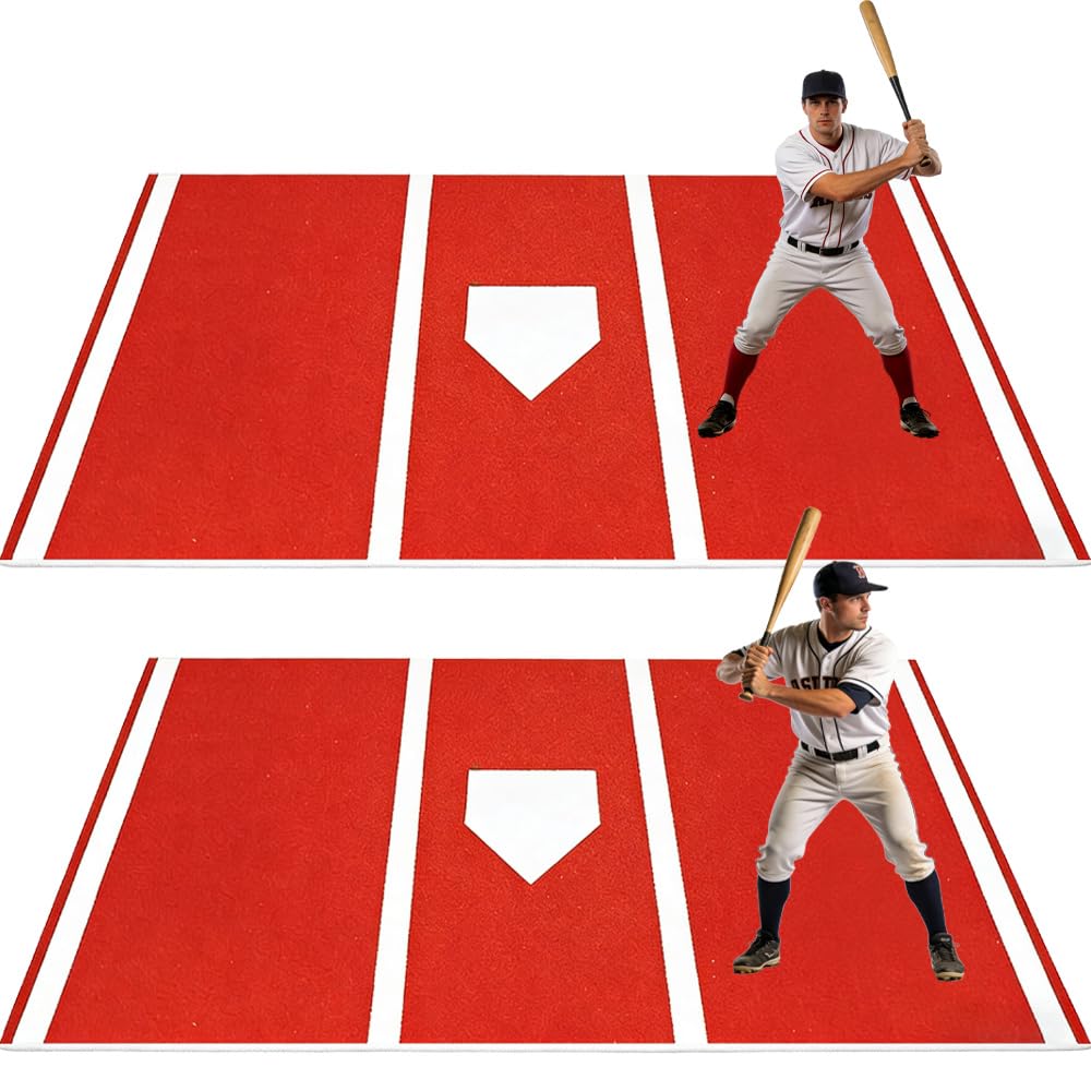 Photo 1 of Wenscis 2 Pack Baseball Hitting Mat, 12' x 6' Heavy Duty Baseball Home Plate Batting Mat with Non-Slip Bottom, Batters Box Crystal Velvet Mat for Softball Slide Training, Pitching Mat
