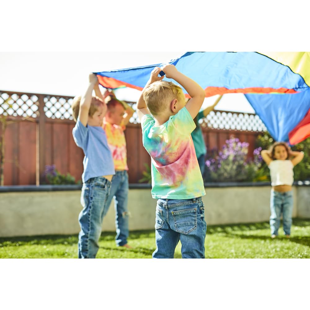 Excellerations Brawny Tough 20-Foot Rainbow Play Parachute for Kids with 16 Handles, Kids Toy (Item # P20)