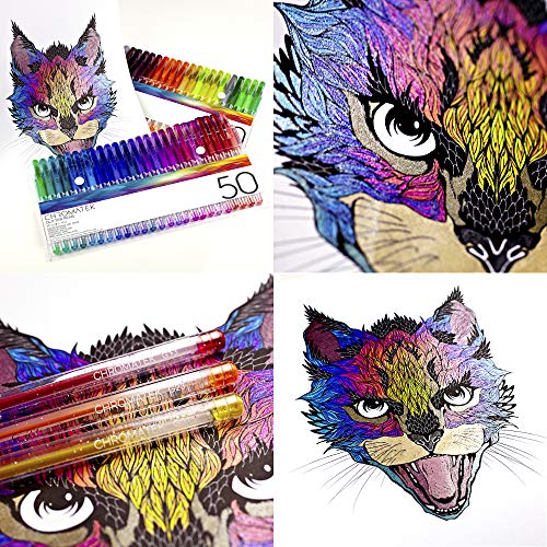 Glitter-Pens-100-Set-by-Chromatek-Best-Colors-200-The-Ink-50-Gel-Pens-50-Refills-Super-Glittery-Ultra-Vivid-Colors-No-Repeats-Professional-Art-Pens-New-Improved-Perfect-Gift-