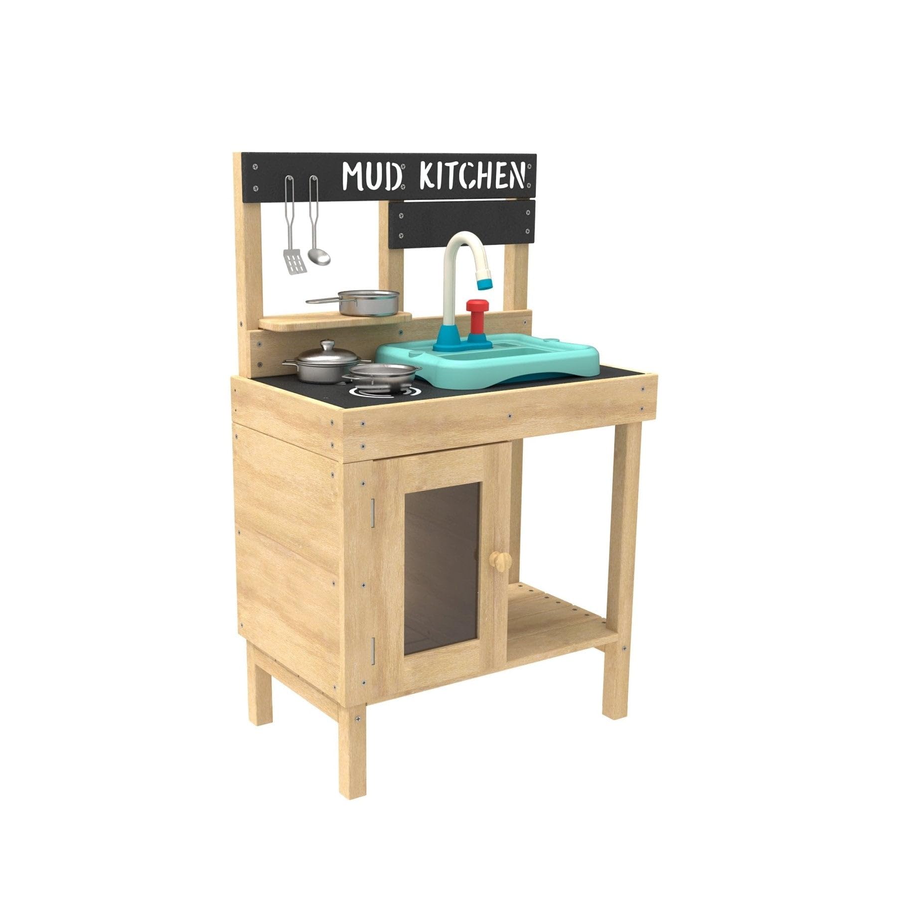 TP Toys | Splash & Play Early Fun Wooden Mud Kitchen | Outdoor Kids Mud Kitchen | Working Sink & Tap | For Outdoor Messy, Sensory, Pretend Play | For Ages 3+, 93.5 x 40 x 12.5 cm