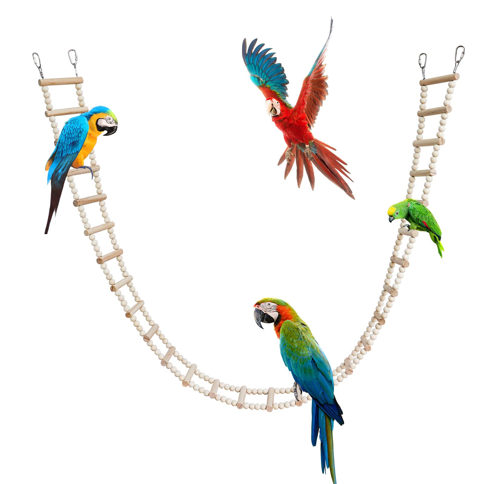 Bird Ladder Toys, Wooden Parrot Swing Bridge Toy, Parakeet Perch Stand, Small Animals Climbing Toys, Cage Accessories for Hamster Squirrel Sugar Gliders Lovebirds Cockatiels Conures Parakeets Rats