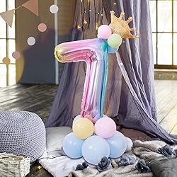 DUILE 32"Large Size Rainbow Number 1 Balloon Set