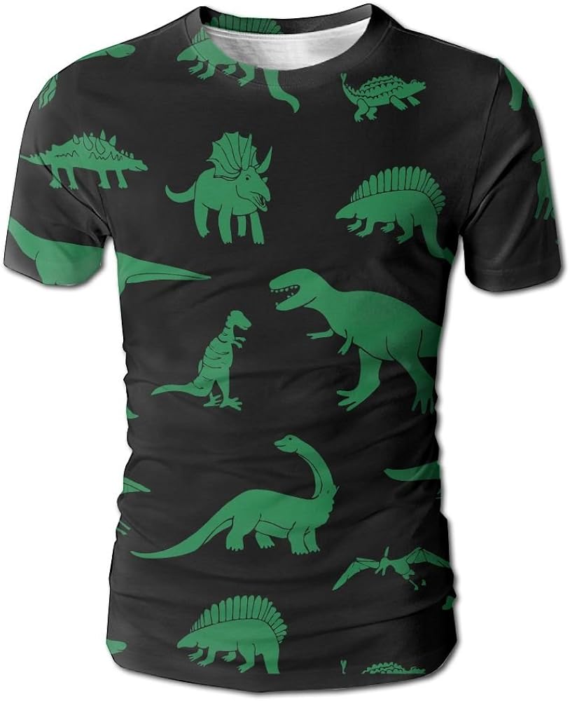 Men's Green Dinosaur Short Sleeve T Shirt Oneck Shirts