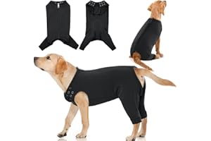 IDOMIK Dog Recovery Suit,Thigh Wound Protective Sleeve for Dogs,Anti Licking Dog Rear Leg Sleeve,Male Female Dog Surgical Clothes,Dog Surgical Suit with Pants Cover,Cone Collar Alternative,Black,XL