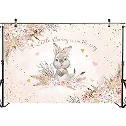 Mocsicka Floral Bunny Baby Shower Backdrop Boho