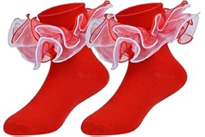 KUANINUNAR Toddler Baby Girls Ruffle Soft Double Frilly Lace Socks Kids Cute Ankle Cotton Dress Socks