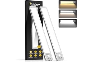 10inch Under Cabinet Lighting with 3 Color Temps, 2 Pack Rechargeable Motion Sensor Light Indoor, 5 Levels Dimmable Magnetic 