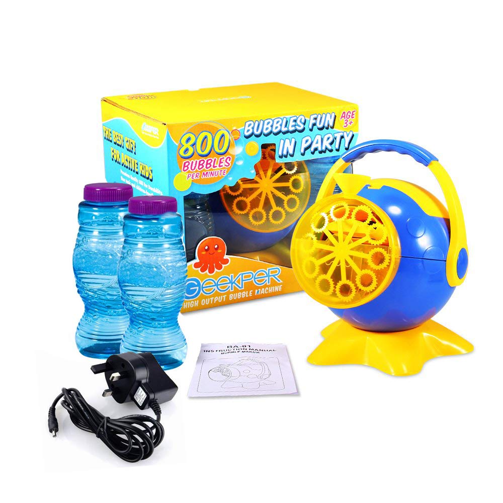 Theefun Bubble Machine, Automatic Bubble Blower Durable Bubble Maker with 2 Bottles of Bubbles Solution Refill, Over 800 Colorful Bubblesper Min Use
