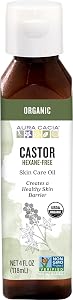 Aura Cacia Organic Castor Skin Care Oil | GC/MS Tested for Purity | 118ml (4 fl. oz.)