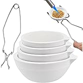 Supkiir 5pcs Crucible Kit, Including 4pcs Quartz Crucible Bowl and Crucible Tongs, Crucibles for Melting Metal Ceramic Tools 