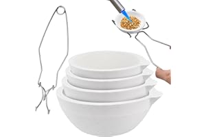 Supkiir 5pcs Crucible Kit, Including 4pcs Quartz Crucible Bowl and Crucible Tongs, Crucibles for Melting Metal Ceramic Tools 