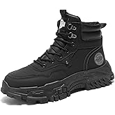 KIUGCO Men's Snow Boots Waterproof Winter Boots Fur Lined Anti-slip Cold Weather Shoes