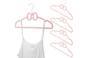 Toyvian 10pcs Pink Bow Velvet Non-Slip Clothes Hangers for Closet Shirts Coats Skirts, Household Clothing
